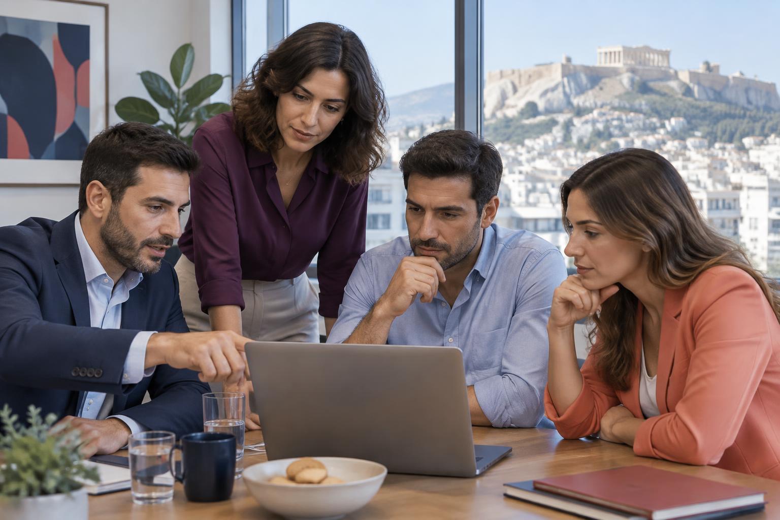 Greek colleagues discussing browser privacy settings