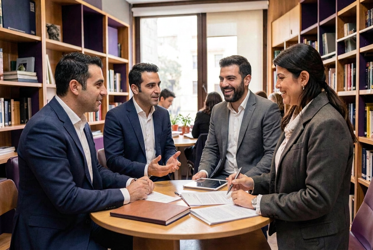 Greek learning leaders exchanging ideas