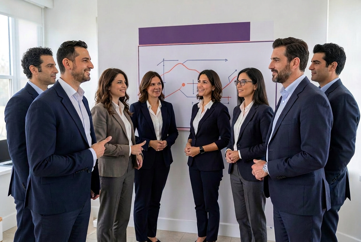 A Greek team discussing performance