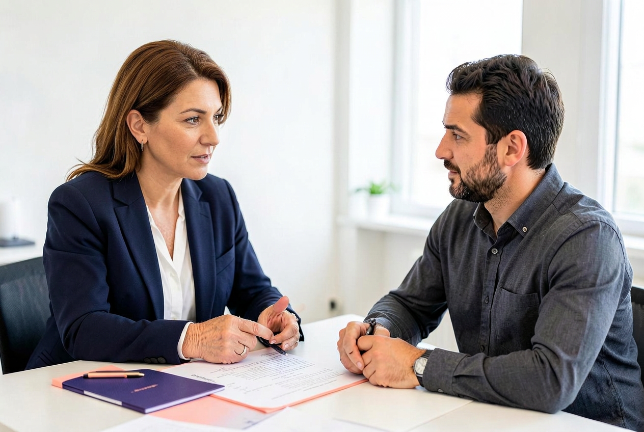 A Greek adviser explaining clear business terms